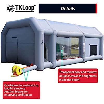 TKLoop Portable Inflatable Paint Booth 26X15X10Ft With Blowers 750W