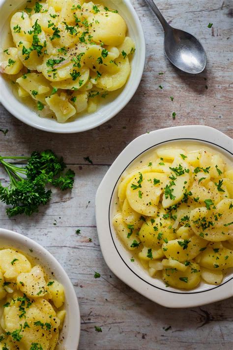 German Potato Salad Swabian Style Schwäbischer Kartoffelsalat My