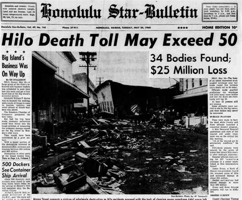 May 23 1960 Tsunami Strikes Hawaii Killing 61 People In Hilo