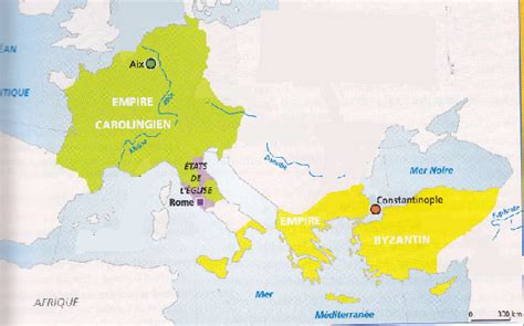 L Empire Byzantin Et L Empire Carolingien Sur La Carte De L Europe Au