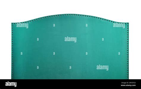 Green soft velvet bed headboard isolated on white Stock Photo - Alamy
