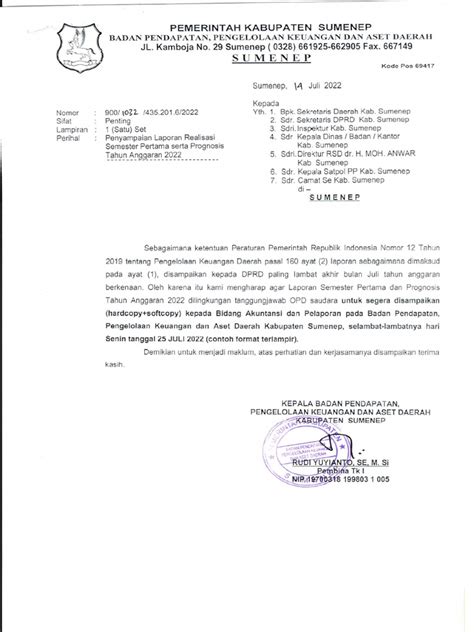Surat Lap Realisasi Prognosis 2022 Pdf