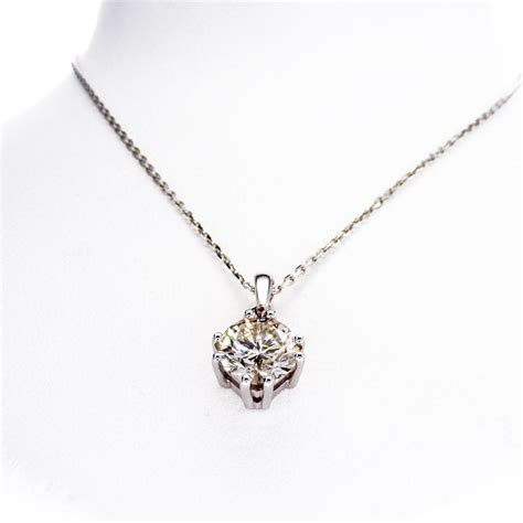 1 07 Ct Round Diamond Pendant 14 Karaat Witgoud Ketting Met Hanger