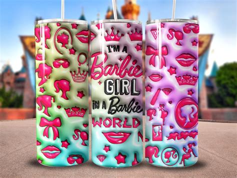 3D Barbie Inflated Tumbler Wrap Barbie Sublimation Design Etsy