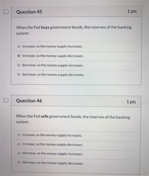 Solved Question Pts When The Fed Buys Government Bonds Chegg