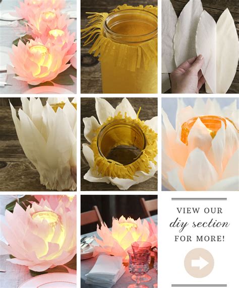 Diy Paper Waterlily Luminaries Paper Wedding Flowers 100 Layer Cake