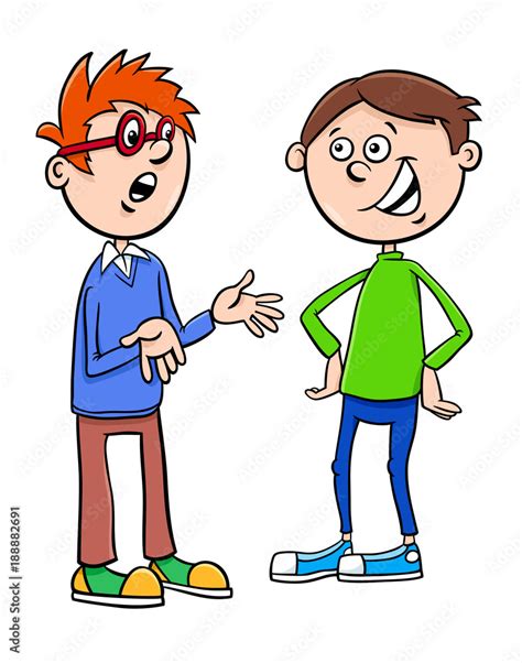 boys kid characters talking cartoon illustration Stock Vector | Adobe Stock