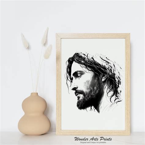 Jesus Portrait Jesus Picture Catholic Print Jesus Art Drawing