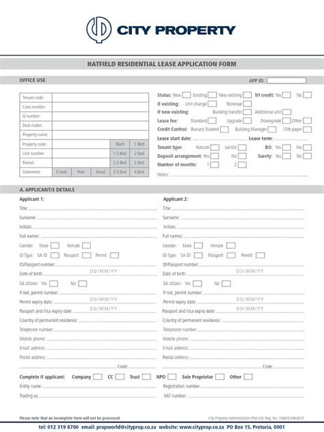 The Fields Hatfield Residential Lease Application Form Pdf Lease