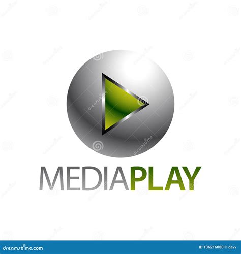 Shiny Sphere Green Media Play Icon Logo Concept Design Template Stock