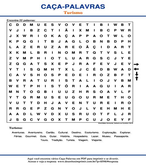 Caça Palavras Turismo Desenhos Imprimir