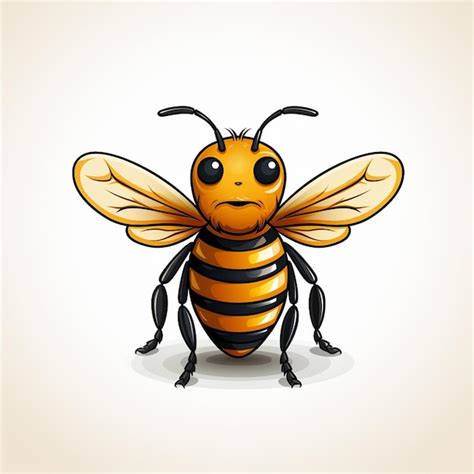 Bonita Abeja De Dibujos Animados Aislada Sobre Un Fondo Blanco