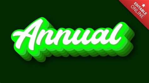 Annual With Green 3d Projection Text Effect Generator