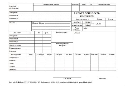Raport Dzienny Pracy Sprz Tu A Samokopiuj Cy A Cena Opinie
