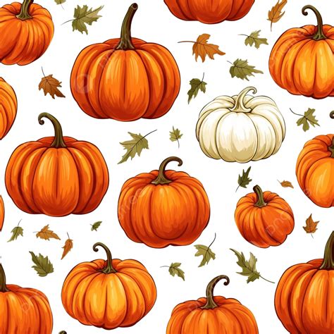 Autumn Pumpkins Seamless Pattern Halloween Thanksgiving Day Vector