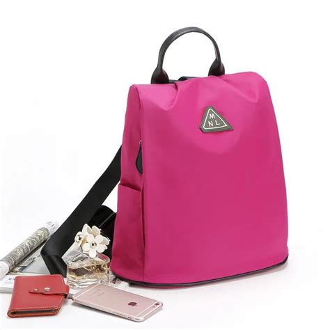 Casual Women Waterproof Nylon Backpack Beauty Girl Double Strap Solid Color Zipper Bags In