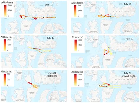 Polar 6 Aircraft Routes From 12 To 21 July 2014 Colour Bars Indicate