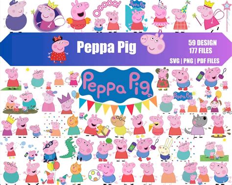 Peppa Pig Svg Bundle Peppa Pig Svg Files For Cricut Peppa Etsy Uk