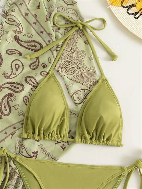 Sex Thong 3 Piece Bikini Set With Cover Up Swimsuit Apogee Indigo