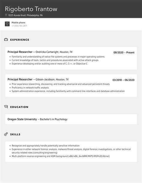 Principal Researcher Resume Samples Velvet Jobs