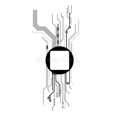 Abstract Black Simple Line Cpu Computer Technology Doodle Outline