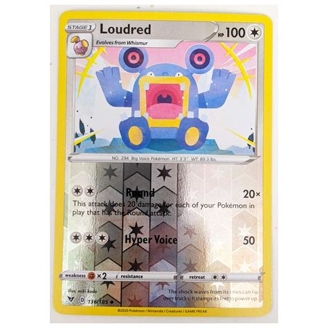 Vivid Voltage Pokemon Card Loudred Reverse Holo Pokemon