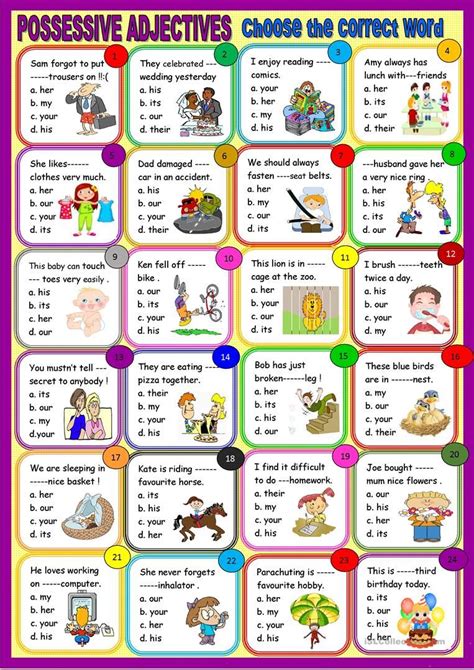 Possessive Adjectives Multiple Choice For Young Learners Worksheet