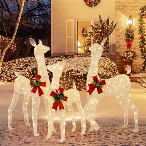 3-Piece Pre-lit Christmas Reindeer Family with 230 Warm White LED ...