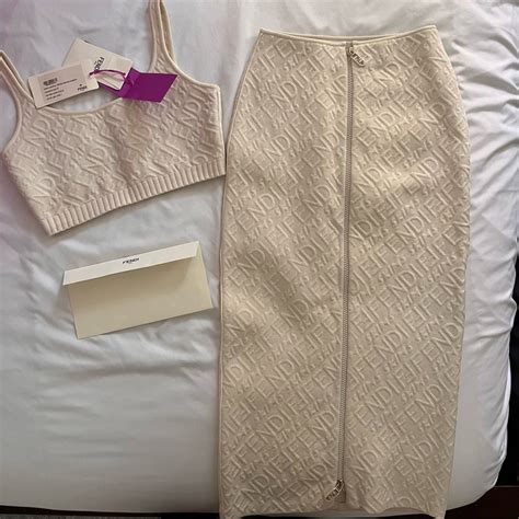 Fendi X Skims Embossed Skirt Set Gem