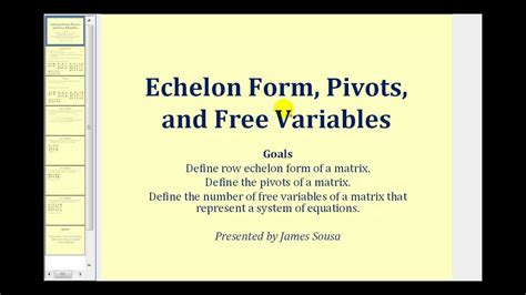 New Version Available Echelon Form Pivots And Free Variables Youtube