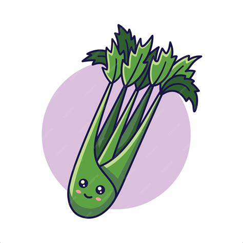 Premium Vector Cute Kawaii Celery Cartoon Icon Illustration Food