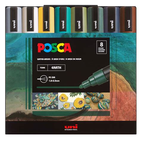 POSCA Paint Marker Set 8 Colors PC 5M Earth Tone Set 4902778303009