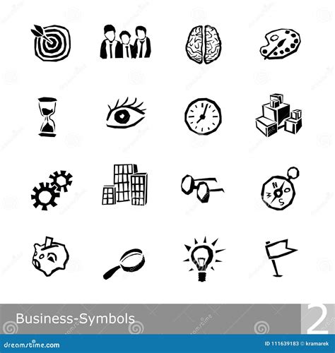 Vector Line Icons Set Of Business Symbols In Unique Rough And Jagged