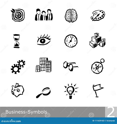 Vector Line Icons Set of Business Symbols in Unique Rough and Jagged ...