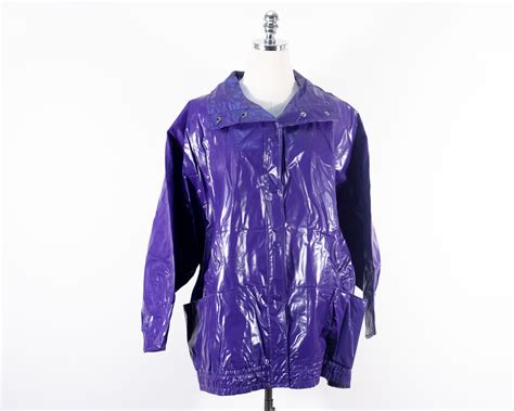 Vintage Kenn Sporn For Wippette Purple Vinyl Raincoat Large Shoulder