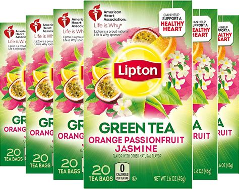 Lipton Green Tea Bags Orange Passionfruit Jasmine 20 Ct 1 6 Oz Pack Of 6 Amazon Ca Grocery