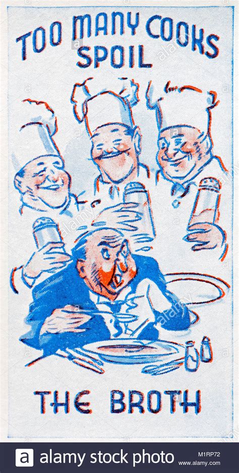 Too many Cooks Spoil the Broth proverb illustration 1938 Stock Photo ...