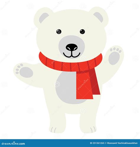 Lindo Oso Polar Blanco De Dibujos Animados Ilustración del Vector