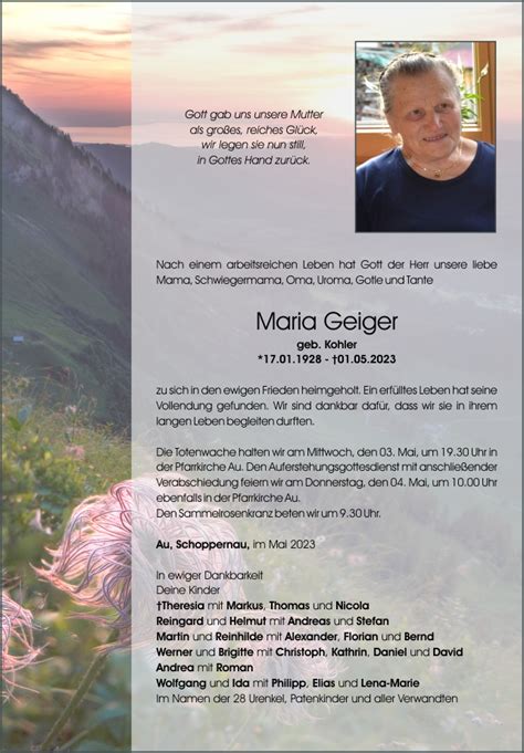 Geiger Maria Bestattung Helbock