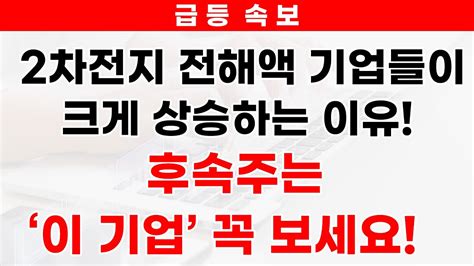 2차전지 전해액 기업들이 크게 상승하는 이유 그리고 후속주는 이기업 꼭 보세요엔켐 광무 덕산테코피아 동화기업 2