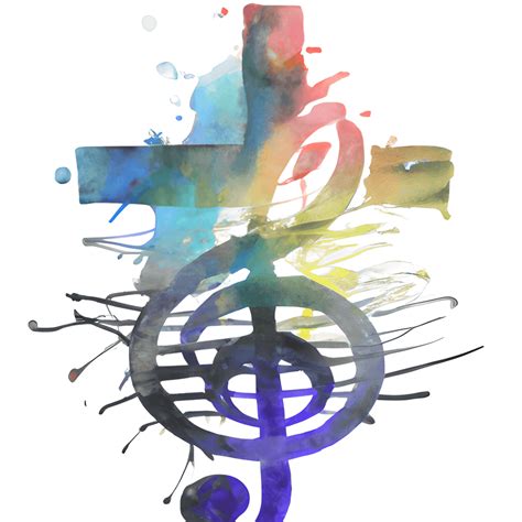 Cross With Watercolor Music Notes · Creative Fabrica