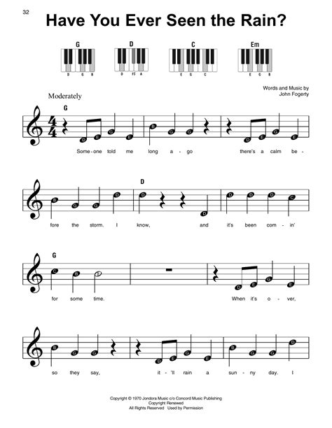 Have You Ever Seen The Rain Super Easy Piano Print Sheet Music