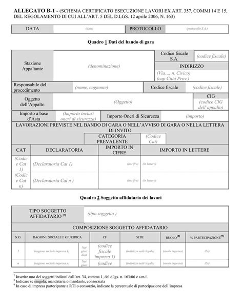 Allegato B Schema Certificato Esecuzione