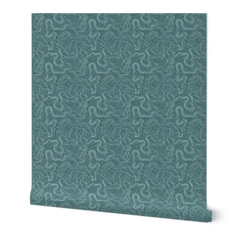 Blue Topographic Map - Large Scale Wallpaper | Spoonflower