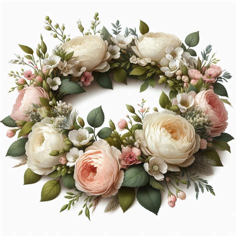 Premium Photo Realistic Flower Wreath On A White Background 2