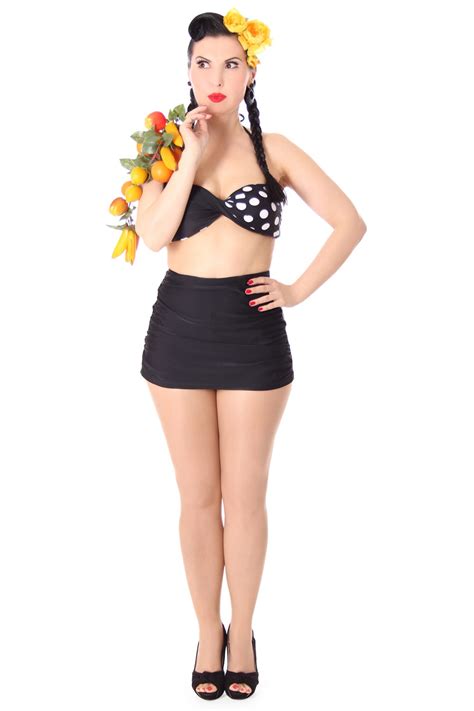 Darina Pin Up Er Jahre Retro Polka Dots Neckholder Twist Bikini V