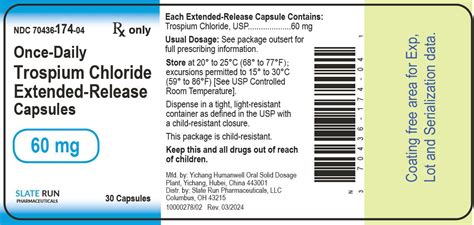 TROSPIUM CHLORIDE Slate Run Pharmaceuticals LLC FDA Package Insert