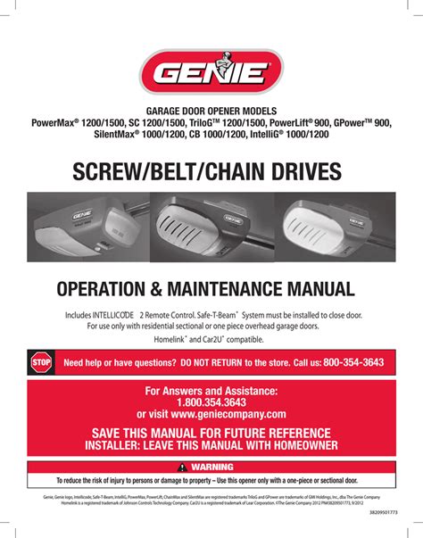 Genie Pro Garage Door Opener Manual