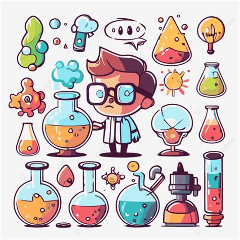 Science Experiment Vector Sticker Clipart Cartoon Kids Of Science Guy