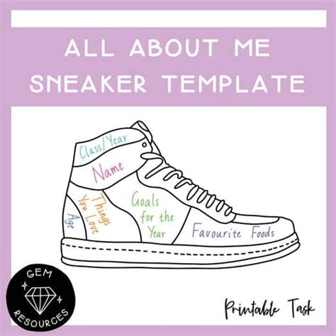 All About Me Shoe Back To School Activity Start Up Blank Template Trong 2024